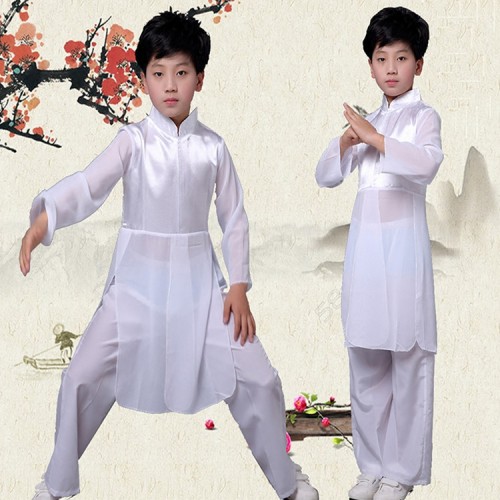 Children chinese folk dance costumes ancient traditional wushu martial kungfu stage performance practice costumes clothes